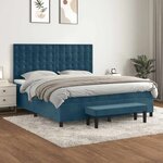 vidaXL Sommier à lattes de lit et matelas Bleu foncé 180x200cm Velours