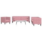 vidaXL Ensemble de canapé Chesterfield et traversins 3Pièces rose velours