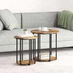 vidaXL Ensemble de tables d'appoint 2 Pièces Chêne fumé et noir