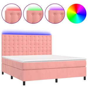vidaXL Sommier à lattes de lit matelas et LED Rose 180x200 cm Velours