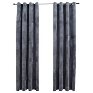 vidaXL Rideaux occultants et anneaux 2Pièces Velours Anthracite 140x175cm