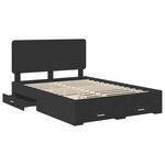 vidaXL Cadre de lit avec tiroir Noir 140 x 190 cm Bois d'ingénierie