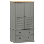 vidaXL Garde-robe VIGO gris 90x55x176 cm bois massif de pin