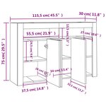 vidaXL Buffet avec lumières LED noir 115 5x30x75 cm