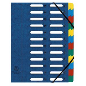 Trieur Harmonika® À Fenêtres Avec Élastiques Véritable Carte Lustrée 24 Compartiments - Bleu - X 4 - Exacompta