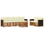 vidaXL Ensemble de canapés d'extérieur 7 pc Naturel et Crème