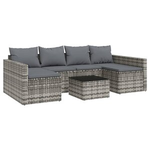 vidaXL Salon de jardin 2 Pièces avec coussins Gris Résine tressée