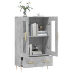 vidaXL Buffet haut gris béton 69 5x31x115 cm bois d'ingénierie