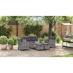 vidaXL Salon de jardin 6 Pièces avec coussins Résine tressée Gris foncé