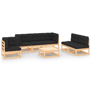 vidaXL Salon de jardin 7 Pièces avec coussins Bois de pin massif