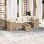 vidaXL Salon de jardin avec coussins 8 Pièces beige résine tressée
