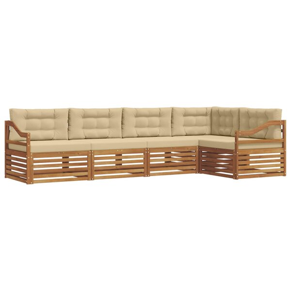 vidaXL Ensemble de canapés d'extérieur 5 Pièces Naturel et Beige