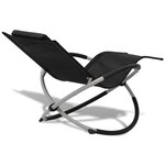vidaXL Chaise longue géométrique d'extérieur Acier Noir et gris