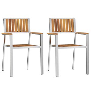 vidaXL Chaise de jardin 2 pc Bois d'acacia massif et acier inoxydable