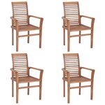 vidaXL Chaises à dîner 4 Pièces avec coussins gris Bois de teck solide