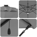 vidaXL Parasol cantilever Roma avec LEDs en anthracite  352x251x265 cm en aluminium.