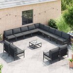 vidaXL Ensemble de canapé de jardin 14 Pièces Anthracite Acier