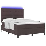 vidaXL Lit à ressorts avec matelas Marron foncé 140 x 200 cm tissu