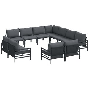 vidaXL Ensemble de canapé de jardin 11 pc Noir Acier