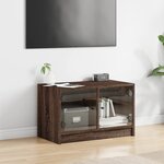 vidaXL Meuble TV avec portes en verre chêne marron 68x37x42 cm