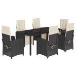 vidaXL Ensemble à manger de jardin coussins 7Pièces Noir Résine tressée