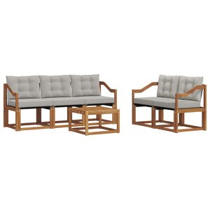 vidaXL Ensemble de canapés d'extérieur 6 pc Gris Naturel et Clair