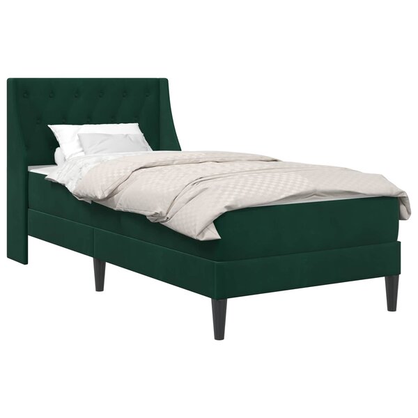 vidaXL Cadre de lit avec matelas Vert foncé 90 x 190 cm Velours
