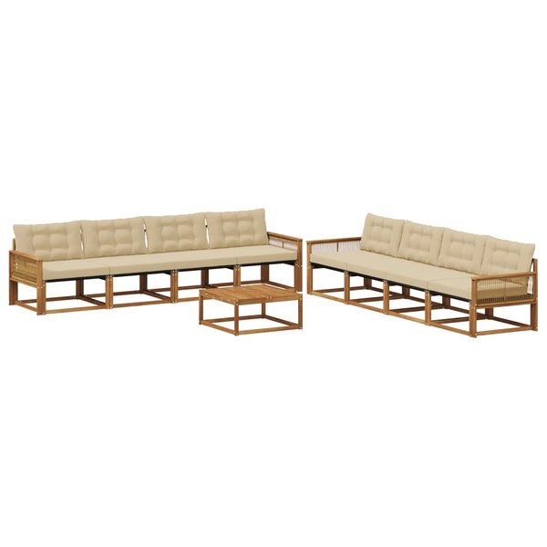 vidaXL Ensemble de canapés d'extérieur 9 Pièces Naturel et Beige