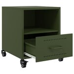 vidaXL Table de chevet vert olive 36x39x43 5 cm acier