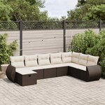 vidaXL Salon de jardin 8 Pièces avec coussins marron résine tressée