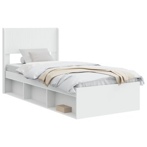 vidaXL Cadre de lit avec rangement et tête de lit Blanc 75 x 190 cm