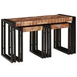 vidaXL Set de 3 tables gigognes en bois massif recyclé