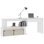 vidaXL Bureau d'angle Blanc 200x50x76 cm Bois d'ingénierie