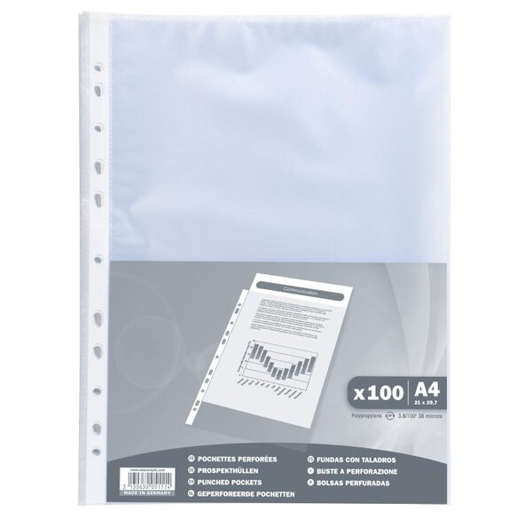 SACH.100 POCH.PERFO A4 PP Grainé 4/100 EXACOMPTA