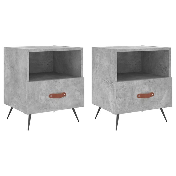 vidaXL Tables de chevet 2Pièces gris béton 40x35x47 5cm bois d’ingénierie