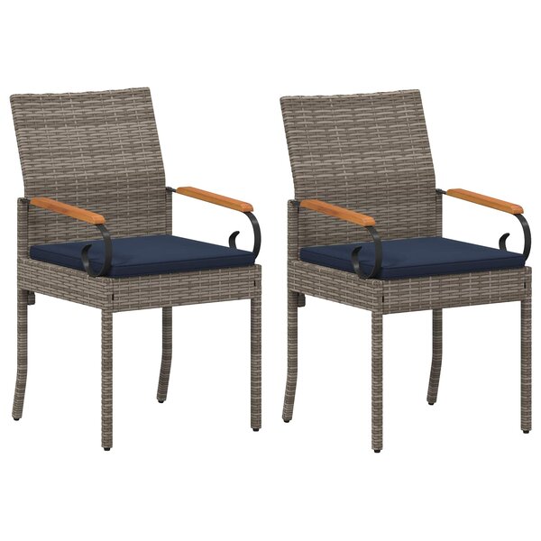 vidaXL Chaises de jardin 2 pc Gris et bleu marine