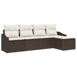 vidaXL Ensemble de Canapé de Jardin 5 Pièces avec Coussins en Rattan Brun