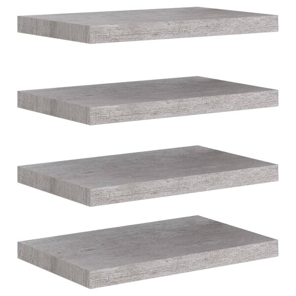 vidaXL Étagères murales flottantes 4 Pièces gris béton 50x23x3 8 cm MDF