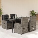 vidaXL Ensemble à manger de jardin 5 Pièces coussins gris résine tressée