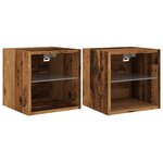 vidaXL Meubles TV muraux et lumières LED 2Pièces vieux bois 30x28 5x30cm