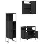 vidaXL Ensemble de meubles salle de bain 3 Pièces noir bois d'ingénierie
