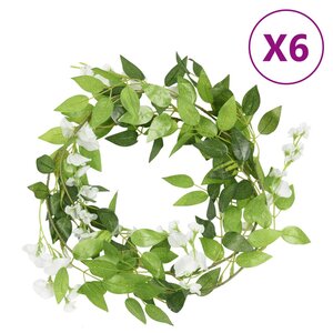 vidaXL Guirlandes de fleurs de Noël 6 Pièces blanc 200 cm