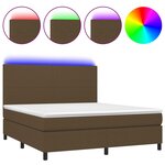 vidaXL Sommier à lattes de lit et matelas LED Marron foncé 160x200 cm