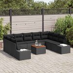 vidaXL Ensemble de canapé de jardin 10 Pièces Noir