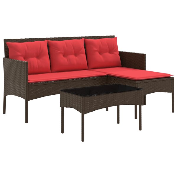 vidaXL Ensemble de canapé de jardin 2 Pièces Marron et rouge polyrotin