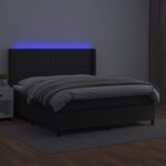vidaXL Sommier à lattes de lit matelas LED Noir 160x200cm Similicuir