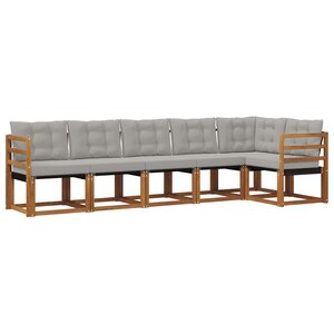 vidaXL Ensemble de canapés d'extérieur 6 pc Gris Naturel et Clair