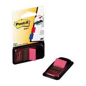 Marque-pages avec distributeur taille moyenne 25,4 x 43,2 mm rose vif paquet de 50 680-21 (paquet 50 unités)