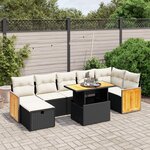 vidaXL Salon de jardin 8 Pièces avec coussins noir résine tressée
