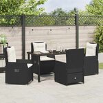 vidaXL Ensemble de salle à manger pour jardin 5 Pièces Noir polyrotin